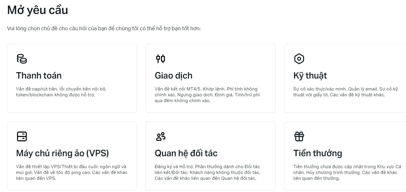 Mở yêu cầu tại khu vực cá nhân