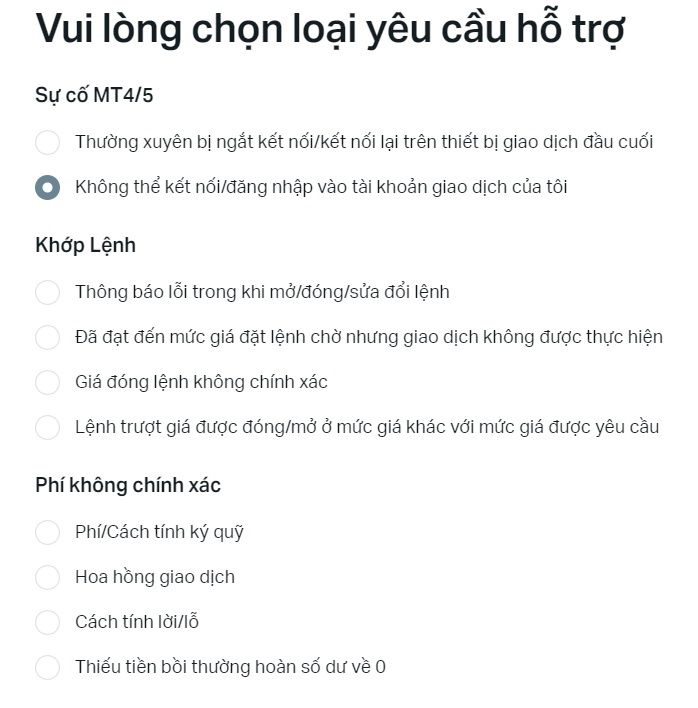 Mở yêu cầu tại khu vực cá nhân